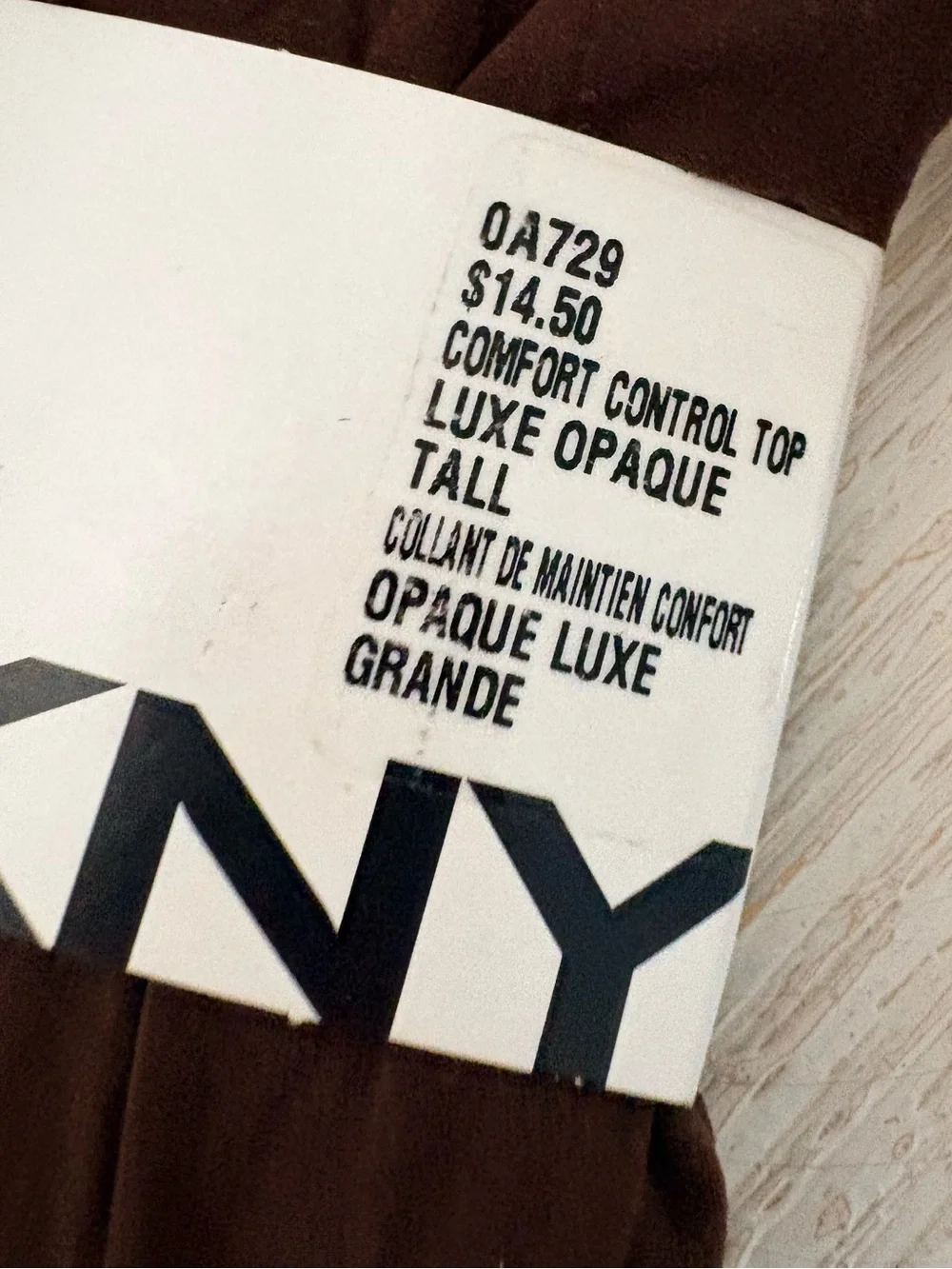 NWT DKNY Chocolate Brown Luxe Opaque Tights Size L